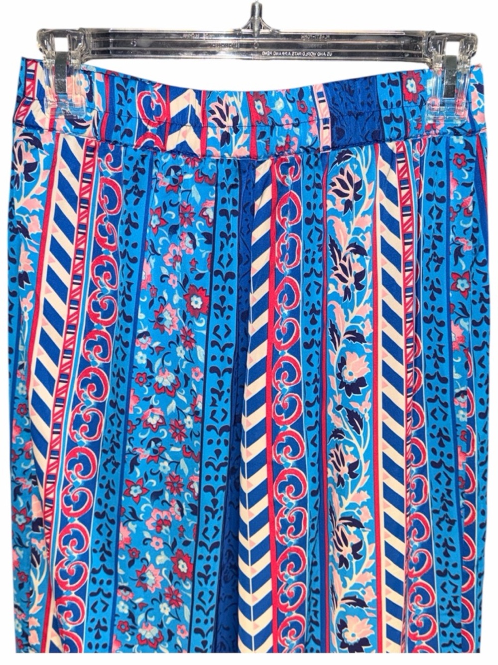 Maison D’ Amelie - Bright Blue Patterned Wide-Leg Palazzo Pants —#138 - Picture 4 of 10